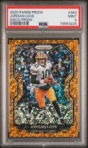 2020 PANINI PRIZM #363 JORDAN LOVE DISCO PRIZM ROOKE PSA 9