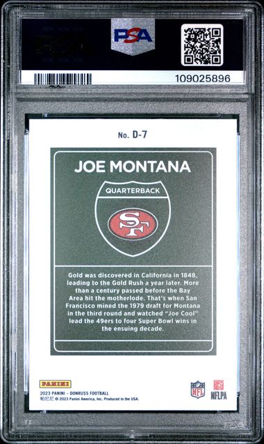 2023 PANINI DONRUSS DOWNTOWN! #D7 JOE MONTANA PSA 10