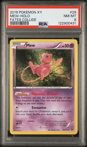2016 POKEMON XY FATES COLLIDE #29 MEW-HOLO FATES COLLIDE PSA 8