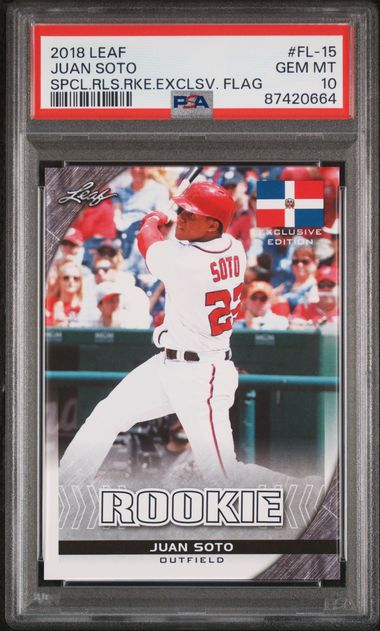 2018 LEAF SPECIAL RELEASE ROOKIE EXCLUSIVE FLAG #FL-15 JUAN SOTO PSA 10