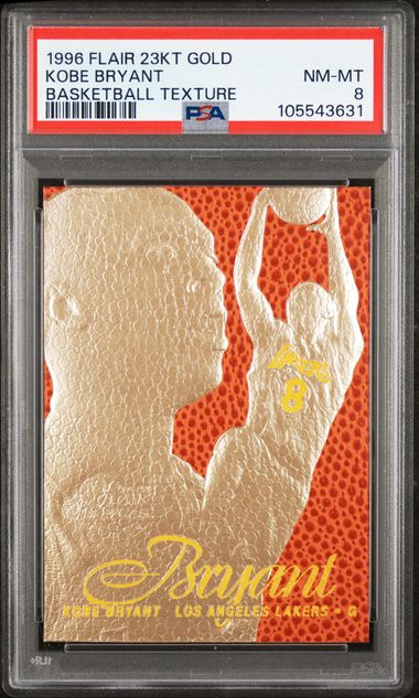1996 FLAIR 23KT GOLD KOBE BRYANT BASKETBALL TEXTURE PSA 8