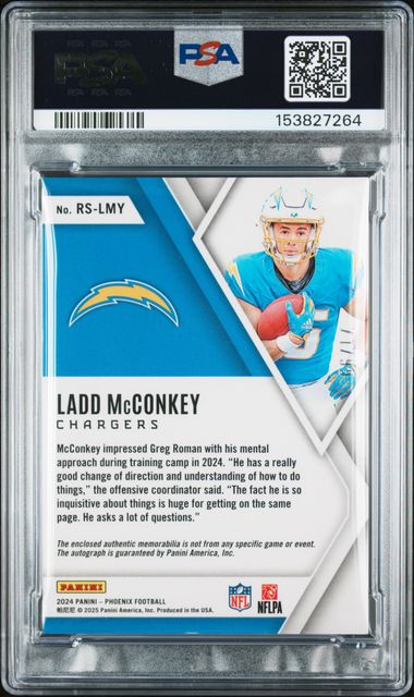 2024 PHOENIX ROOKIE SILHOUETTES LADD McCONKEY ROOKIE AUTO RELIC RED /99 PSA 8