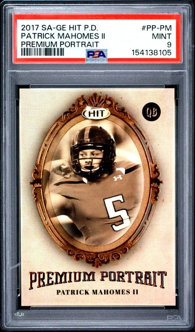 2017 SA-GE HIT PREMIER DRAFT PREMIUM PORTRAIT #PP-PM PATRICK MAHOMES II PSA 9