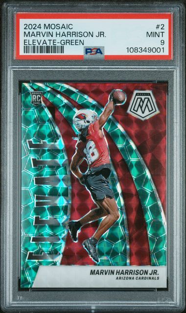 2024 PANINI MOSAIC ELEVATE #2 MARVIN HARRISON JR. ELEVATE-GREEN PSA 9