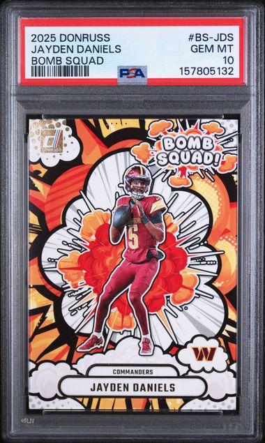 2025 PANINI DONRUSS BOMB SQUAD #BS-JDS JAYDEN DANIELS PSA 10