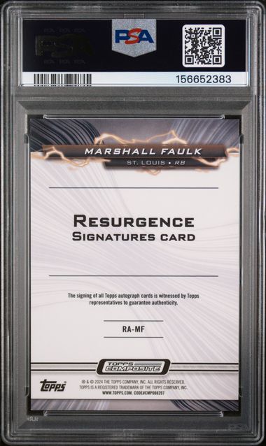 2023 TOPPS COMPOSITE RESURGENCE SIGNATURES MARSHALL FAULK WHITE SURGE PSA 10