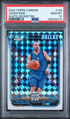 2024-25 TOPPS CHROME JASON KIDD WHITE GEOMETRIC REFRACTOR /10 PSA 10