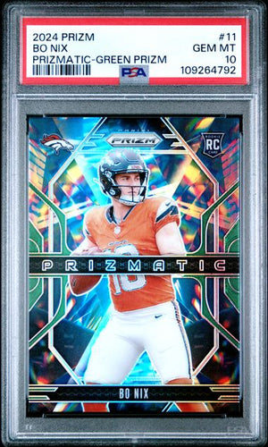 2024 PANINI PRIZM PRIZMATIC #11 BO NIX PRIZMATIC-GREEN PRIZM PSA 10
