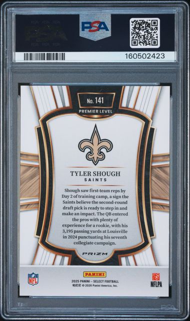 2025 PANINI SELECT #141 TYLER SHOUGH ZEBRA SHOCK PSA 10