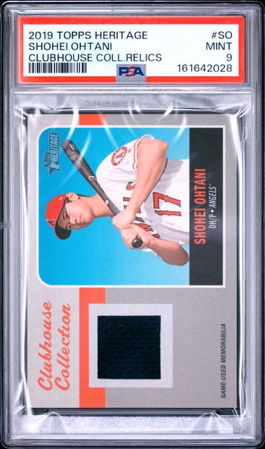 2019 TOPPS HERITAGE CLUBHOUSE COLLECTION RELICS #SO SHOHEI OHTANI PSA 9