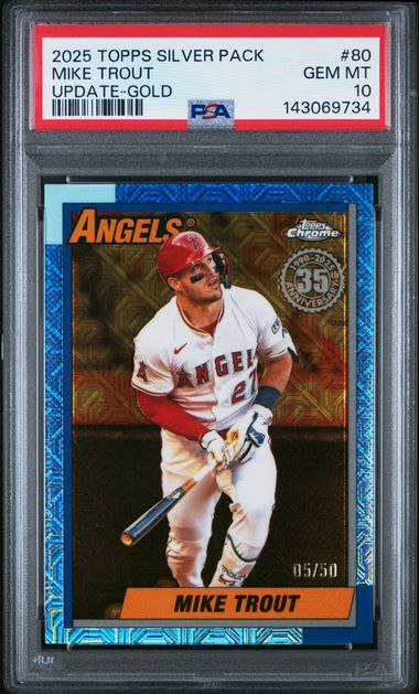 2025 Topps Silver Pack Mojo Mike Trout Gold /50 PSA 10