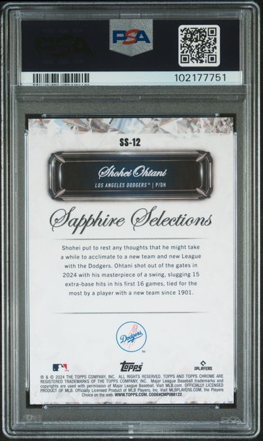 2024 TOPPS CHROME SAPPHIRE SAPPHIRE SELECTIONS #SS12 SHOHEI OHTANI PSA 10