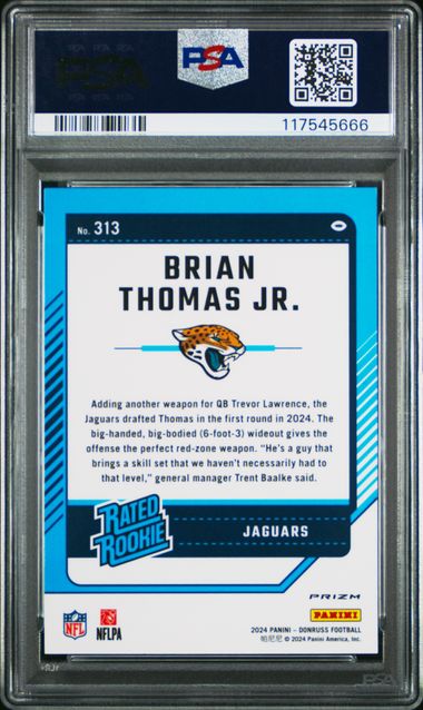2024 PANINI DONRUSS #313 BRIAN THOMAS JR. OPTIC PREVIEW-RED WAVE PSA 9
