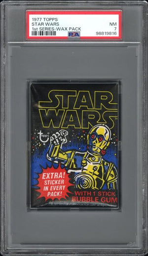1977 TOPPS STAR WARS WAX PACK STAR WARS 1st SERIES-WAX PACK PSA 7