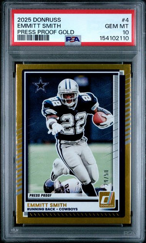 2025 PANINI DONRUSS #4 EMMITT SMITH PRESS PROOF GOLD /50 PSA 10