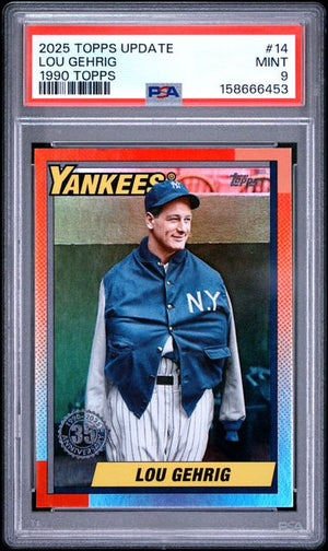 2025 TOPPS UPDATE 1990 TOPPS BASEBALL #14 LOU GEHRIG PSA 9
