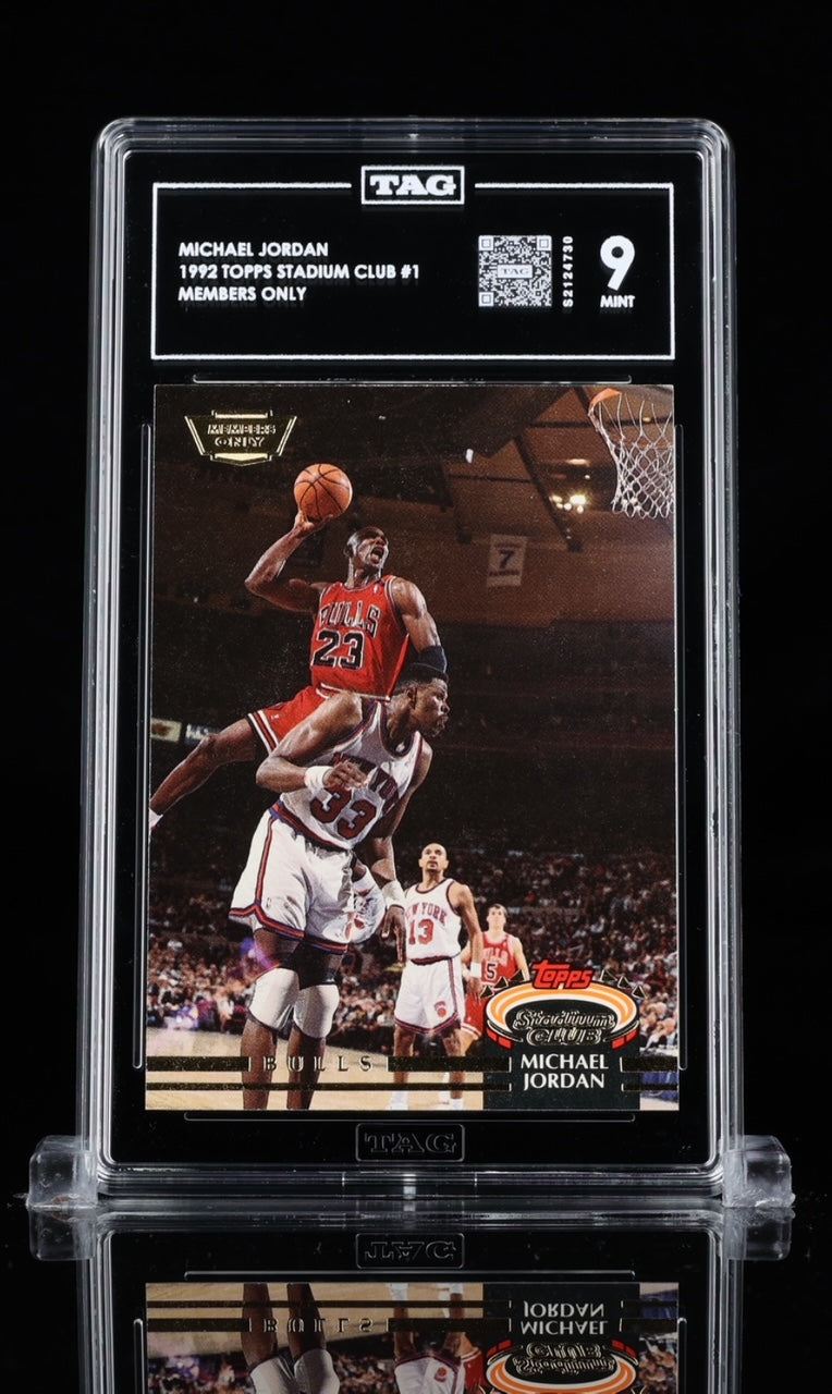 1992 STADIUM CLUB MEMBERS ONLY #1 MICHAEL JORDAN HOF TAG 9 MINT BULLS