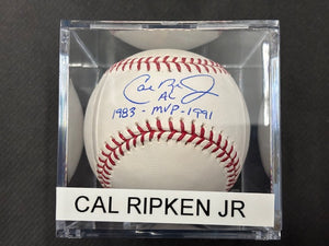 Cal Ripken Jr. Signed baseball 1983, 1991 MVP Inscribed JSA Authentic
