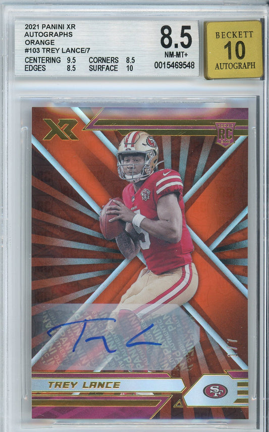 2021 XR Trey Lance Orange Autographs Rookie BGS 8.5 Near Mint / Mint +