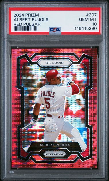 2024 PANINI PRIZM #207 ALBERT PUJOLS RED PULSAR  PSA 10