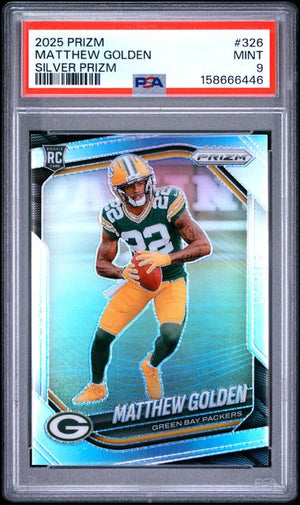 2025 PANINI PRIZM #326 MATTHEW GOLDEN SILVER PRIZM ROOKIE PSA 9