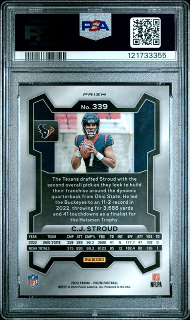 2023 PANINI PRIZM #339 CJ STROUD LAZER PRIZM PSA 10