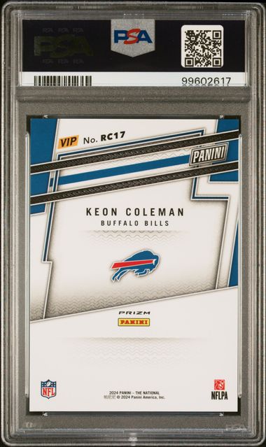 2024 PANINI NATIONAL CONVENTION VIP KEON COLEMAN ROOKIE WHITE SPARKLES PSA 10