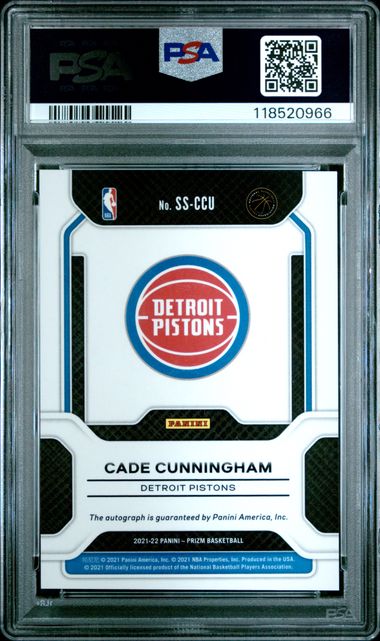 2021 PANINI PRIZM SENSATIONAL SIGNATURES CADE CUNNINGHAM ROOKIE AUTO PSA 9
