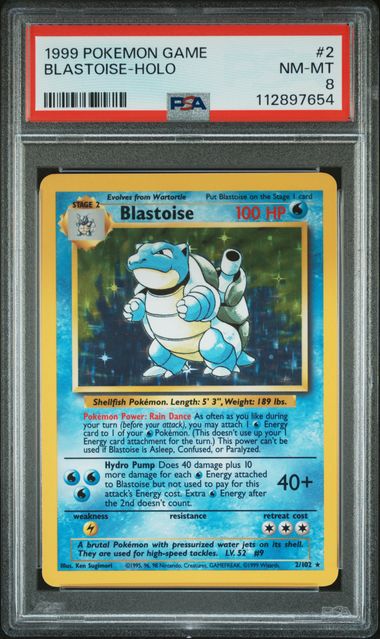 1999 POKEMON GAME #2 BLASTOISE-HOLO PSA 8