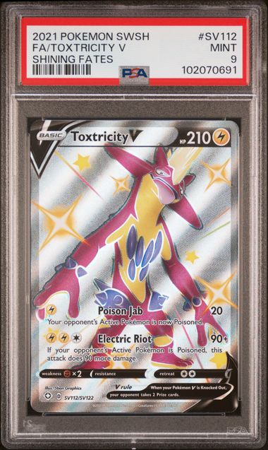 2021 POKEMON SWORD & SHIELD SHINING FATES #SV112 FA/TOXTRICITY V PSA 9