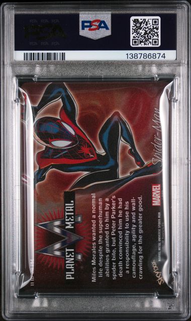 2022 MARVEL METAL UNIVERSE SPIDER-MAN PLANET METAL #11 MILES MORALES PSA 8
