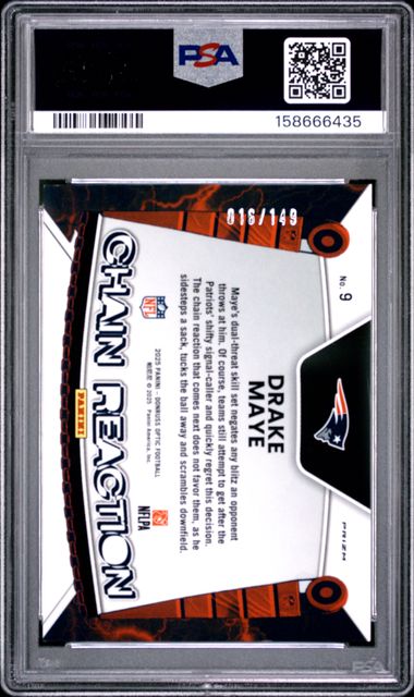 2025 PANINI OPTIC CHAIN REACTION DRAKE MAYE BLACK PANDORA /149 PSA 9