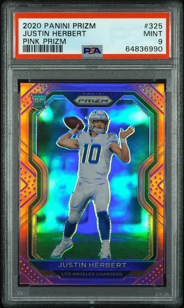 2020 PANINI PRIZM #325 JUSTIN HERBERT PINK PRIZM PSA 9