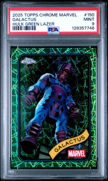2025 TOPPS CHROME MARVEL #150 GALACTUS HULK GREEN LAZER /99 PSA 9