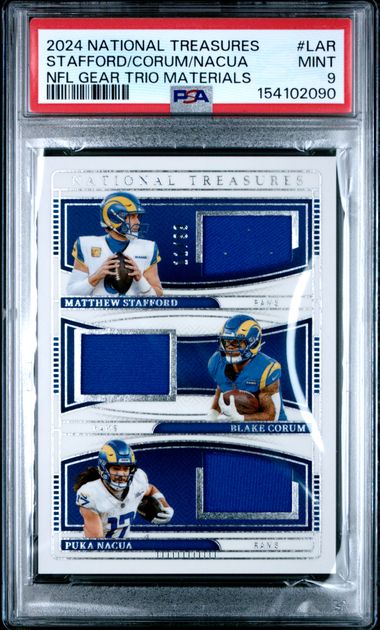 2024 NATIONAL TREASURES TRIO MATERIALS STAFFORD/CORUM/NACUA /99 PSA 9