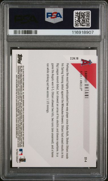 2018 TOPPS NOW SPRING TRAINING #ST-4 SHOHEI OHTANI ROOKIE PSA 9