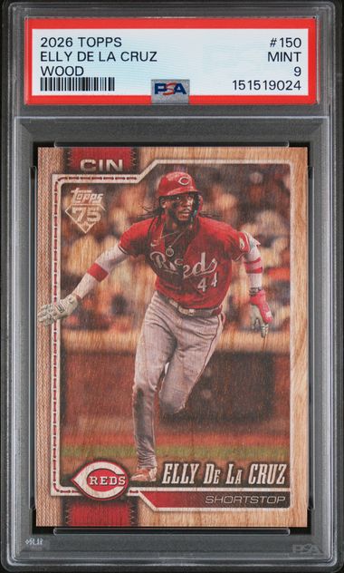 2026 Topps WOOD PARALLEL SSP Elly De La Cruz Reds #150 Reds #'d /25 PSA 9