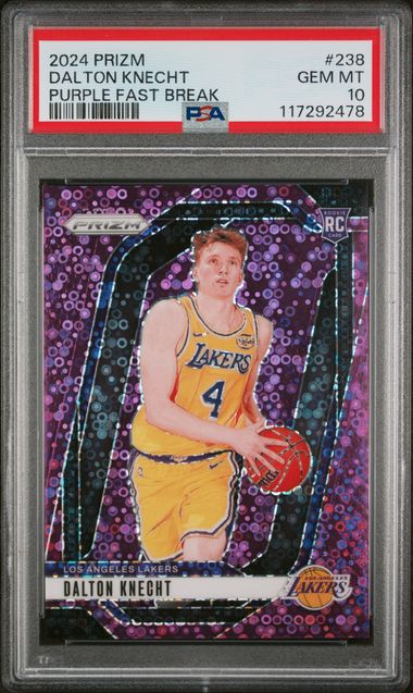 2024 Prizm Dalton Knecht Purple Fast Break Rookie /75 PSA 10