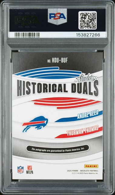 2025 PANINI ABSOLUTE ANDRE REED/ T. THOMAS HISTORICAL DUALS AUTO /99 PSA 9
