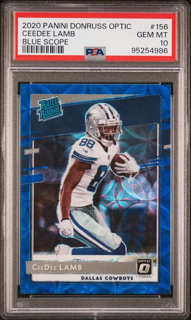2020 PANINI DONRUSS OPTIC #156 CEEDEE LAMB BLUE SCOPE PSA 10