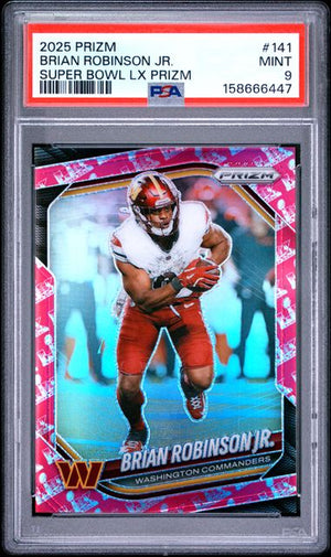 2025 PANINI PRIZM #141 BRIAN ROBINSON JR. SUPER BOWL LX PRIZM /60 PSA 9