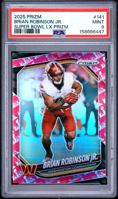 2025 PANINI PRIZM #141 BRIAN ROBINSON JR. SUPER BOWL LX PRIZM /60 PSA 9
