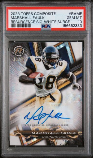2023 TOPPS COMPOSITE RESURGENCE SIGNATURES MARSHALL FAULK WHITE SURGE PSA 10