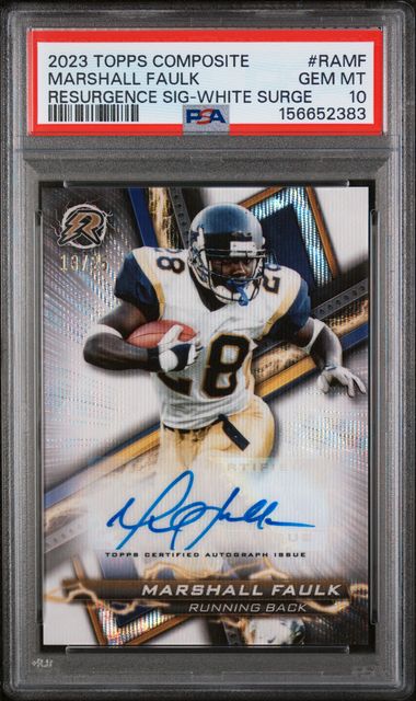 2023 TOPPS COMPOSITE RESURGENCE SIGNATURES MARSHALL FAULK WHITE SURGE PSA 10
