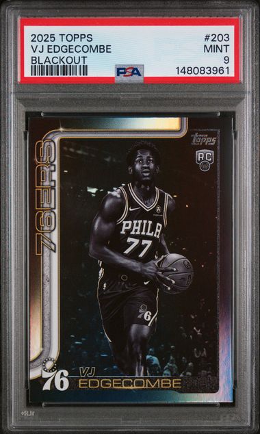 2025 TOPPS #203 VJ EDGECOMBE BLACKOUT ROOKIE PSA 9