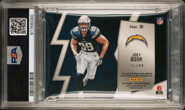 2016 PANINI SPECTRA NEXT ERA RELIC JOEY BOSA NEXT ERA RELIC-NEON BLUE /99 PSA 8