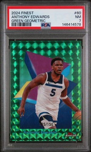 2024 TOPPS FINEST #60 ANTHONY EDWARDS GREEN GEOMETRIC /150 PSA 7