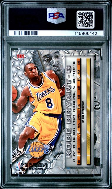1996 FLEER METAL KOBE BRYANT RC ROOKIE CARD #181 *GRADED PSA NM 7 *LAKERS!