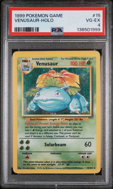 1999 POKEMON GAME #15 VENUSAUR-HOLO PSA 4