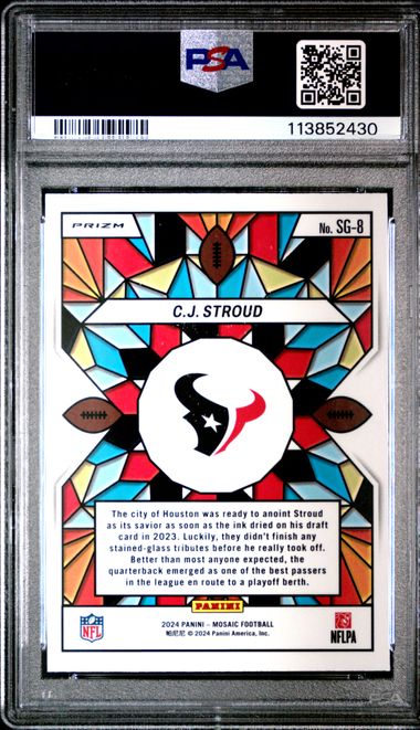 2024 PANINI MOSAIC STAINED GLASS #SG8 CJ STROUD PSA 9